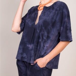 4Our Dreamers 💯 Cotton Gauze Midnight Tie-Dye Short Sleeve Top